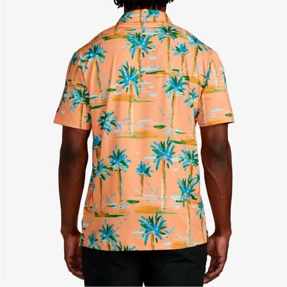 Bad Birdie Hotel California golf polo palm trees orange blue size large - Picture 5 of 12